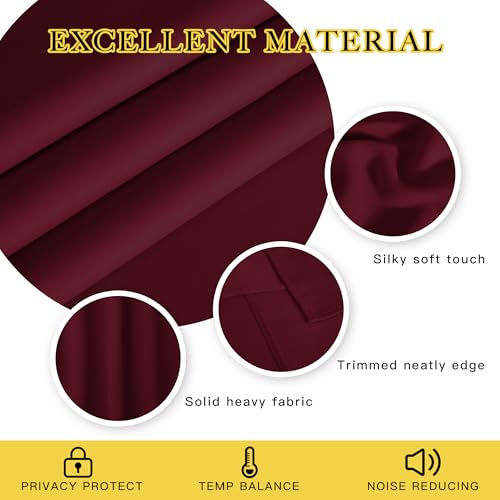 Blackout Room Divider Curtains 84 inch Length (Wine Red / 100"W x 84"L (Pack of 1))