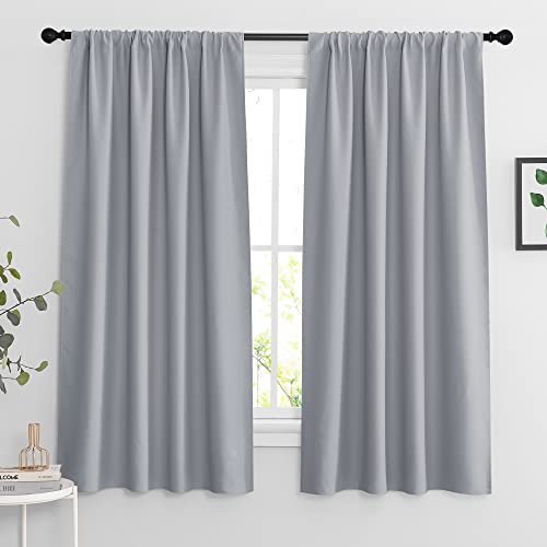 Blackout Curtains for Bedroom Living Room Nursery 63 inches Long (Silver Grey / 42"W x 63"L (Pack of 2))