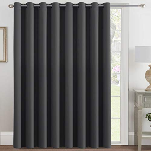Blackout Patio Curtains 100 x 108 Inches for Sliding Door Extral Wide Blackout Curtain Panels Thermal Insulated Room Divider (100"W x 108"L (Pack of 1) / Charcoal Gray)