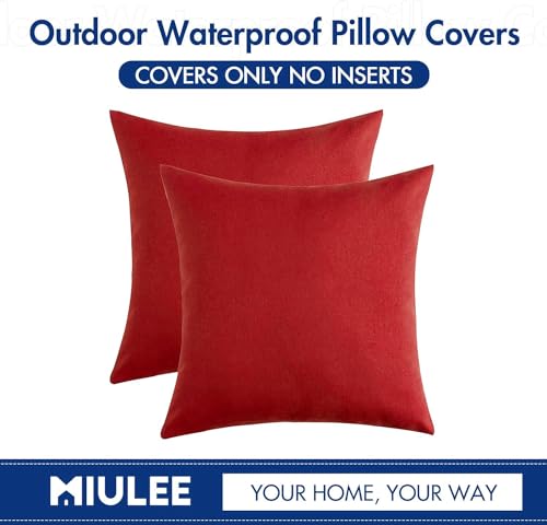 Decorative Outdoor Pillow Covers Christmas 12x12 Red (12" x 12" (Pack of 2) / Red)