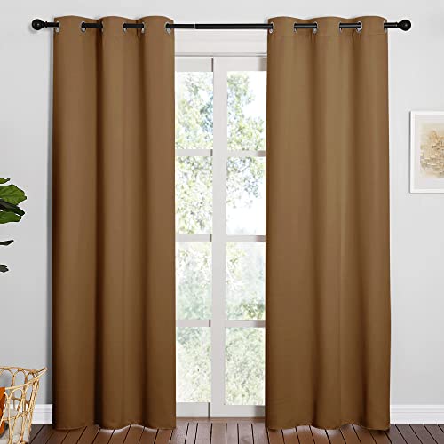 Sleek Blackout Curtains (Gold Brown / 42"W x 84"L (Pack of 2))