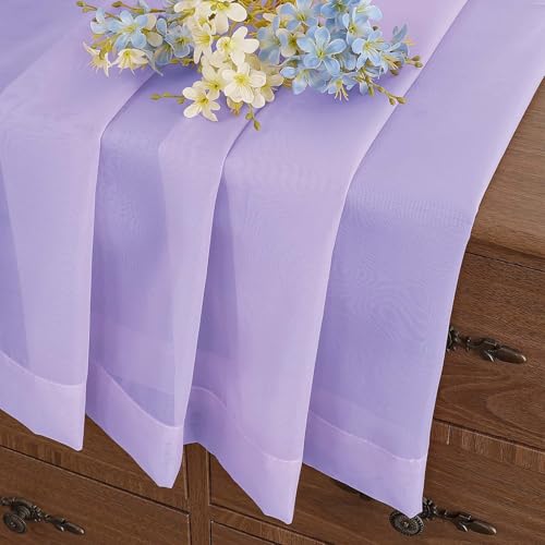Window Sheer Curtains 54 inch Length (42"W x 54"L (Pack of 2) / Lavender)