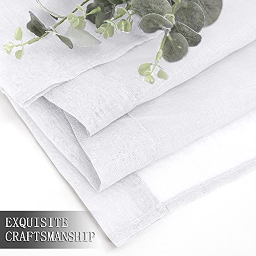Short Sheer Curtain Linen Textured Bedroom Curtains Sheer Light Filtering Rod Pocket Voile Curtain for Living Room (54"W x 54"L (Pack of 2) / White)
