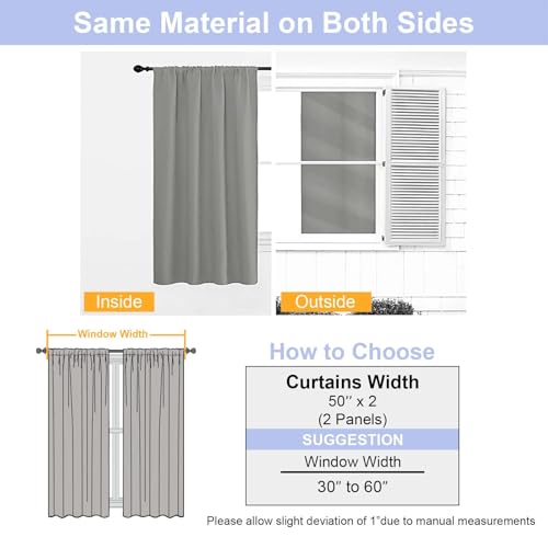 Ava Grey Blackout Curtains for Bedroom 96 Inches Long 2 Panels (Grey / 50"W x 96"L (Pack of 2))
