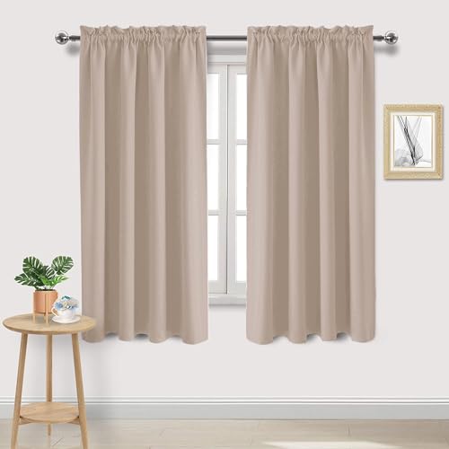 Blackout Curtains for Bedroom Living Room 52 x 63 Inch Long Camel (Camel / 52"W x 63"L (Pack of 2))