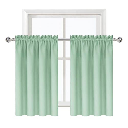 Short Blackout Curtains 42 x 36 Inch Long for Kitchen RV Bunk 2 Panels (Light Green / 42"W x 36"L (Pack of 2))