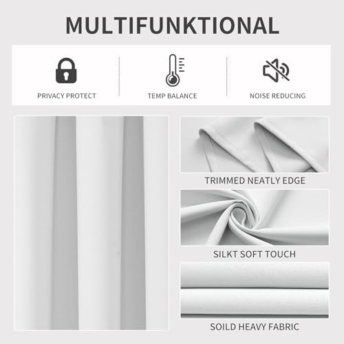 Blackout Curtains 108 Inch Length 2 Panels Set (Greyish White / 52"W x 108"L (Pack of 2))