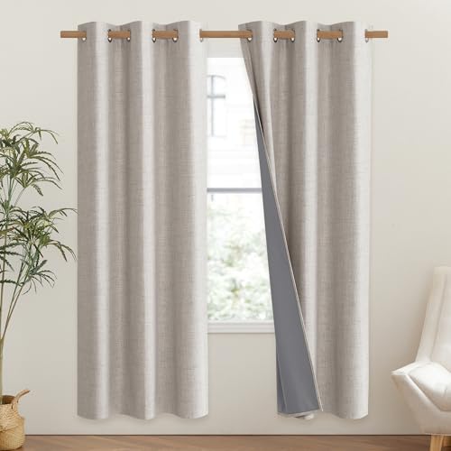 Brich Vintage Open Linen Weave Flax Thermal Curtains (42"W x 72"L (Pack of 2) / Brich)