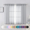 Light Grey Sheer Curtains 45 Inch Length 2 Panels Set (42"W x 45"L (Pack of 2) / Light Grey)