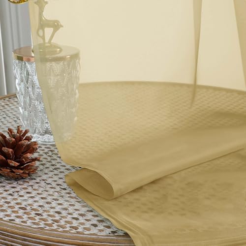 Sheer Gold Curtains 108 Inches Long for Living Room Bedroom 2 Panels Set (Gold / 59"W x 108"L (Pack of 2))