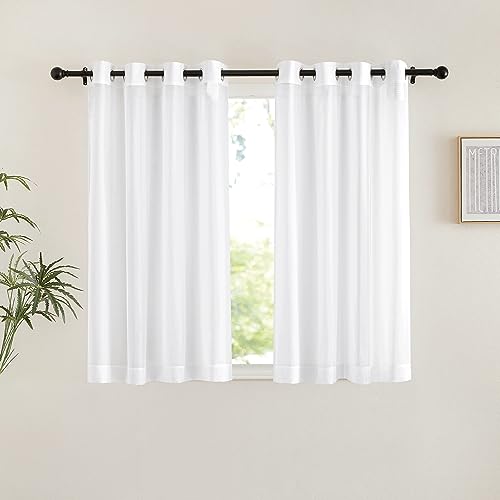 Bedroom Sheer Curtains 54 inch Length (White / 54"W x 54"L (Pack of 2))