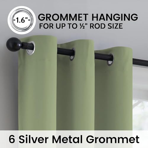 Sage 100% Blackout Curtains Room Darkening Living Room 72 Inch (Sage / 42"W x 72"L (Pack of 2))