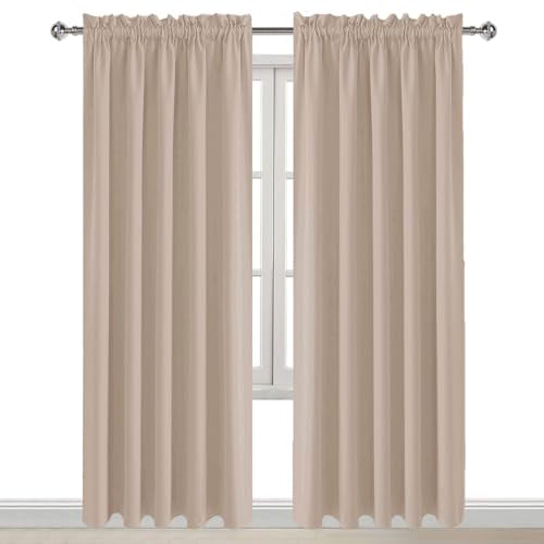 Wide Blackout Curtains for Bedroom Living Room 60 x 84 Inch Long Camel (Camel / 60"W x 84"L (Pack of 2))