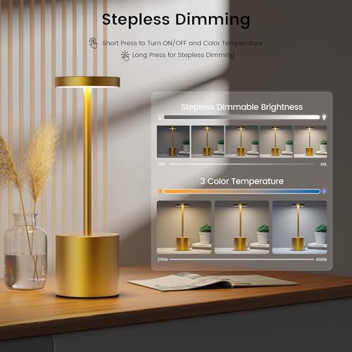 Cordless Table Lamp Rechargeable (Gold)