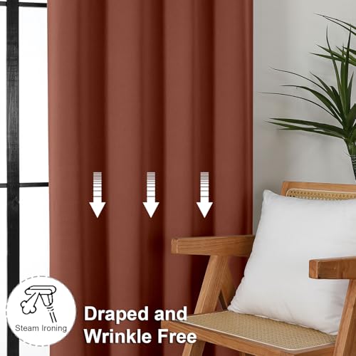 Ava Terracotta Blackout Curtains for Bedroom 96 Inches Long 2 Panels (Terracotta / 40"W x 96"L (Pack of 2))