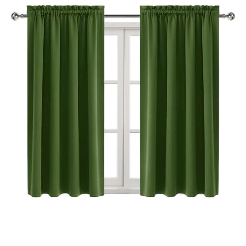Blackout Curtains for Bedroom 42 x 54 Inch Long Olive Green 2 Panels (Olive Green / 42"W x 54"L (Pack of 2))