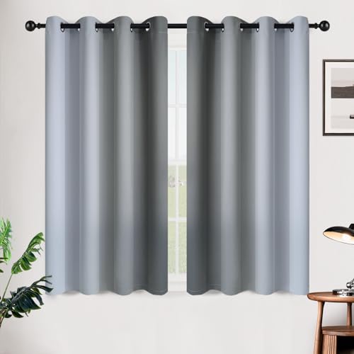 Ombre Grey to Grey White Curtains for Living Room 52Wx45L (52"W x 45"L (Pack of 2) / Grey)