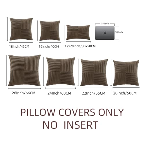2 Packs Dark Brown Euro Decorative Throw Pillow Covers 26x26 Inch for Couch Bed (Dark Brown / 26" x 26" (Pack of 2))