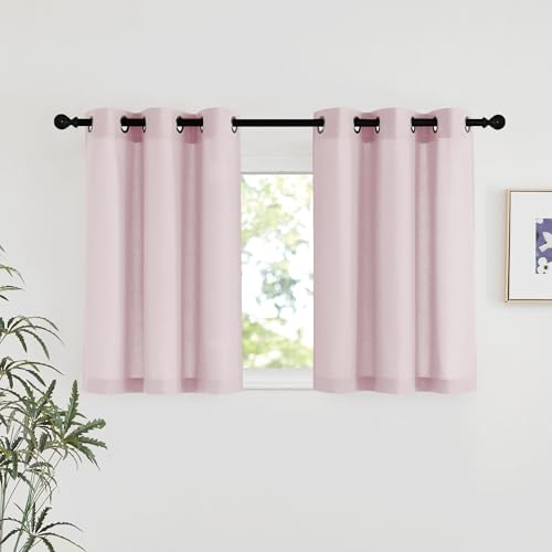 Blush Pink Linen Curtains for Kitchen (Blush Pink / 42"W x 36"L (Pack of 2))