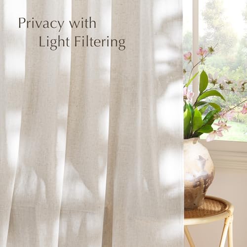 Vanilla Thick Linen Curtains 84 Inches Long (Vanilla / 55"W x 84"L (Pack of 2))