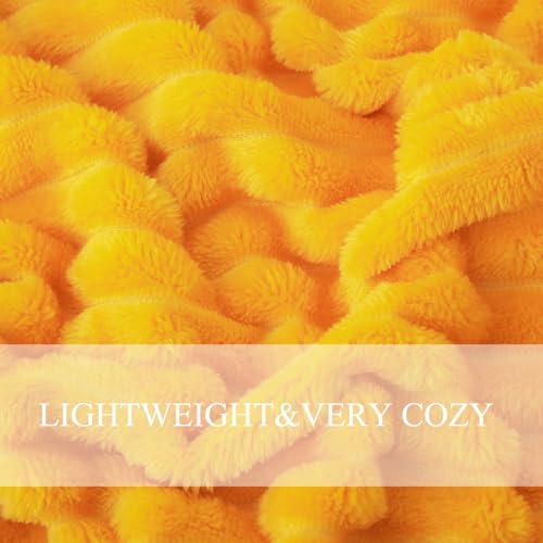 Gold Fleece Throw Blanket 60”×80” for Couch Sofa Livingroom (Gold / 60×80inch)
