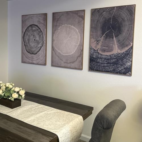 Beige Tree Ring Framed Canvas Wall Art Set (Beige Tree Ring / 16"L x 24"W)