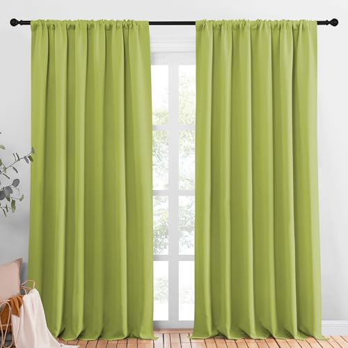 2 Panels Blackout Curtains (Fresh Green / 70"W x 95"L (Pack of 2))