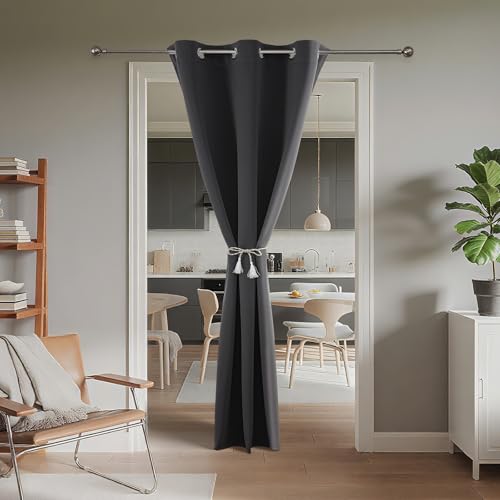 Door Curtain Blackout Curtains for Doorway Privacy Closet Drapes (Grey / 52"W x 90"L (Pack of 1))