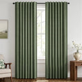 100% Blackout Linen Curtains 42 x 84 Inch Olive Green 2 Panels (Olive Green / 42"W x 84"L (Pack of 2))