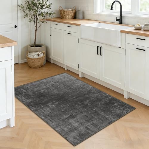 2x3 Entryway Rug Small Modern Abstract Door Mat (Ink / 2' x 3' (Rectangular))
