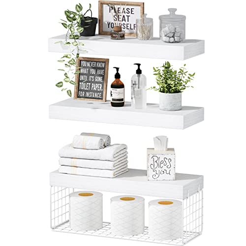 Bathroom Shelves Over Toilet Wall Mounted (3pcs / C. White)
