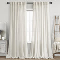 Extra Long Cream Linen Curtains 108 Inches Long 2 Panels Set for Living Room Back Tab Modern Farmhouse Decor Cotton Textured Cream Sheer Linen Curtains 108 Inch Length for Large Window 70x108 (70"W x 108"L (Pack of 2) / Natural)