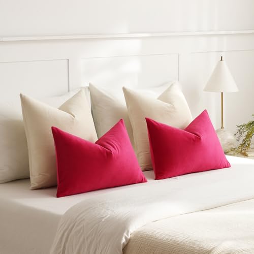 Lumbar Pillow Covers 12x20 Hot Pink (Hot Pink / 20" x 12" (Pack of 2))