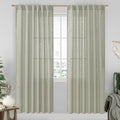 Sage Grey Linen Boho Semi Sheer Curtains 80 inch Length 2 Panels (Sage Grey / 52"W x 80"L (Pack of 2))