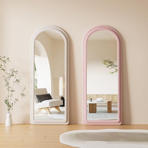 Floor Mirror Full Length Mirror with Stand (Arched - Pink)
