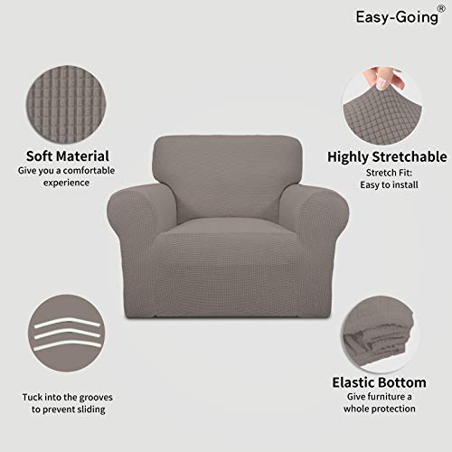 Stretch Chair Slipcover with Arm Washable Taupe (Small Chair / Taupe)