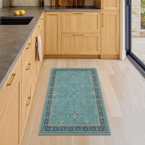 2x4 Washable Teal Throw Rugs for Entryway Indoor (2' x 4' (Rectangular) / Emerald Teal)