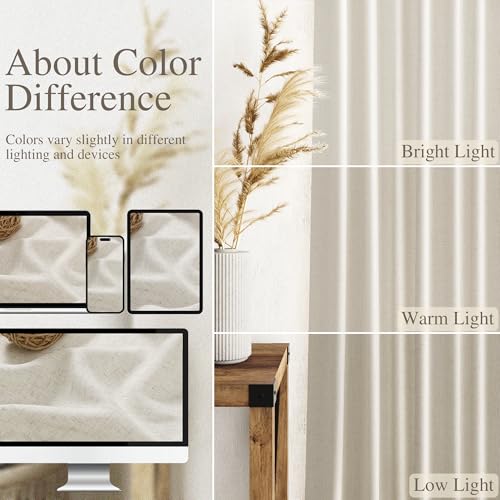 Mousse White Linen Curtains 84 Inches Long for Living Room Light Filtering Semi Sheer Curtain Back Tab Simple Modern Elegant Luxury Coastal Decor Drapes for Bedroom Office 52x84 (52"W x 84"L (Pack of 2) / Mousse White)