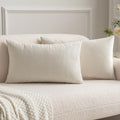 12x20 Inch Lumbar Velvet Throw Pillow Covers Cream White (20" x 12" (Pack of 2) / Cream White)