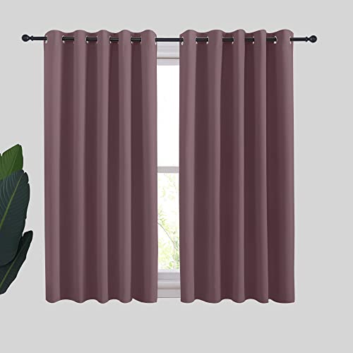 Thermal Insulated Curtains Blackout Draperies (Dry Rose / 70"W x 63"L (Pack of 2))
