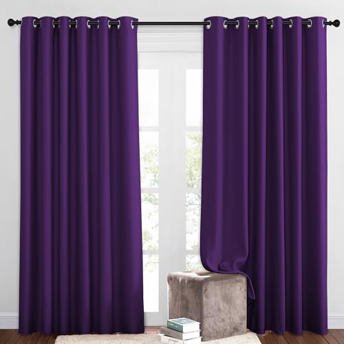 Blackout Living Room Curtains Extra Wide (Royal Purple / 80"W x 84"L (Pack of 2))
