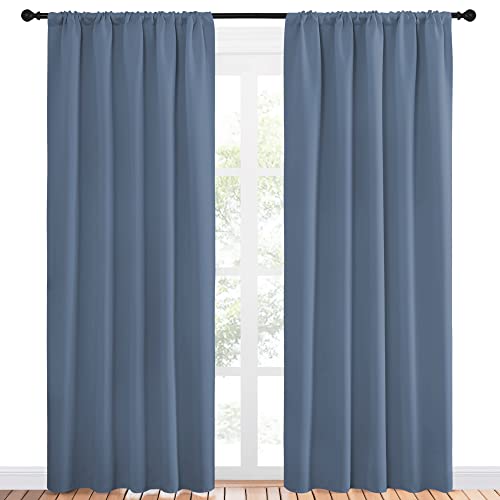 Blackout Curtains Window Draperies (Stone Blue / 52"W x 84"L (Pack of 2))