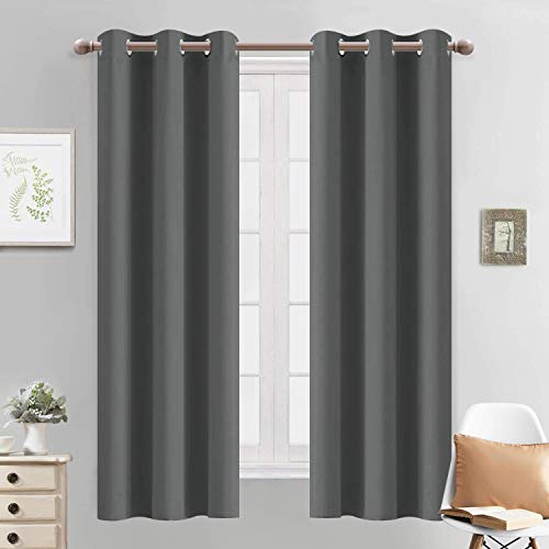 Blackout Curtains for Bedroom (Dark Grey / 38"W x 63"L (Pack of 2))