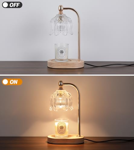 Candle Warmer Lamp with Timer and Dimmer (Gold ‎flower)