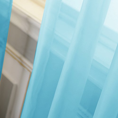 Sheer Curtains for Bedroom Windows 84 inch Length (Baby Blue / 54"W x 84"L (Pack of 2))