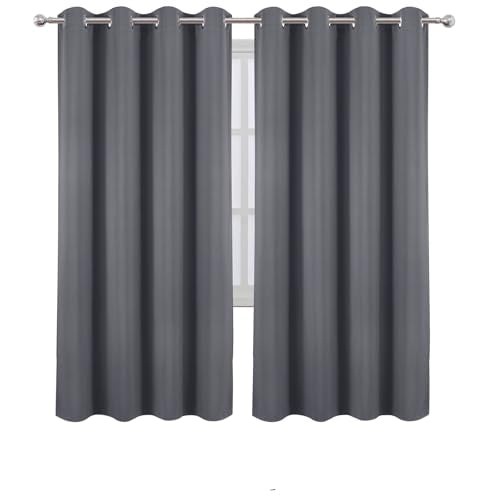 Blackout Curtains 66 x 72 Inch Long Grey Curtains Set of 2 Panels Room Darkening Curtains for Bedroom and Living Room (Grey / 66"W x 72"L (Pack of 2))