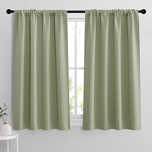 54 inch Blackout Curtains for Living Room Bedroom (Sage Green / 42"W x 54"L (Pack of 2))