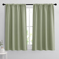 Small Window Curtains 45 inches Length for Kitchen Cafe Bathroom (Sage Green / 42"W x 45"L (Pack of 2))