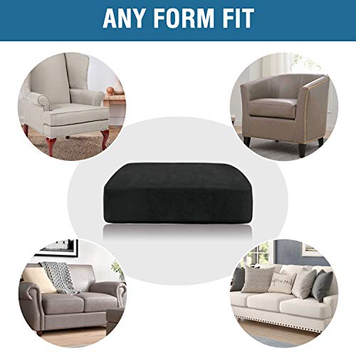 Velvet Stretch Couch Cushion Cover Plush Cushion Slipcover for Chair Loveseat Sofa Cushion Furniture Protector Seat Cushion Sofa Cover (Black / 2 Cushion Sofa)