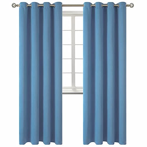 Blackout Curtains for Bedroom (Faded Denim / 52"W x 84"L (Pack of 2))